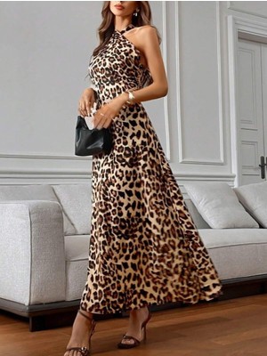 Modenya Kadın Omuzlardan Açık Boyundan Çapraz Bağlama Detaylı Süprem Elbise