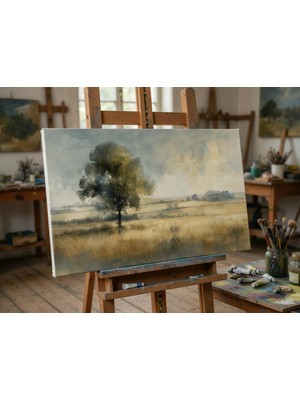 El Yapımı Natürel Kanvas Tablo