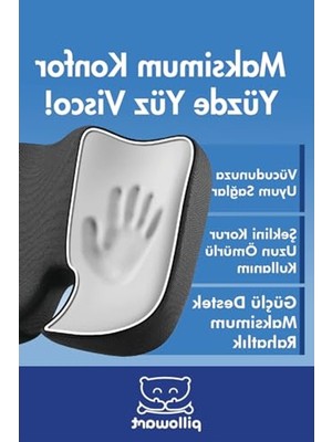 Cekar Store Pillowart Ortopedik Oturma Minderi, Visco Malzeme, Çok Amaçlı Konfor Yastığı, Siyah