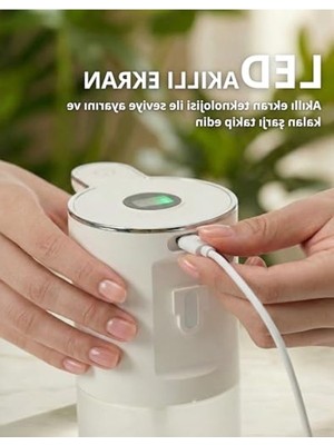 Cekar Store Otomatik Sensörlü Köpük Sıvı Sabunluk - Şarjlı- Dijital LED Ekran - Duvara Monte - P18S Model (Beyaz)