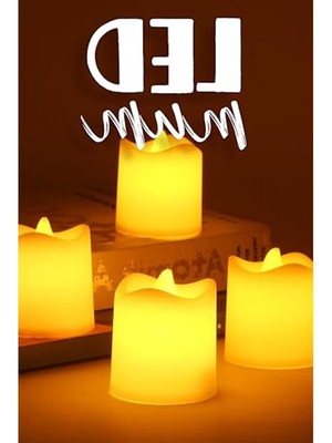 Telvesse 4 Adet Mini LED Mum Seti Mat Beyaz 4,5 cm Modern Tasarımlı Alevli Dekoratif Işık
