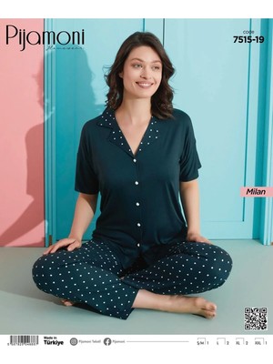 Street Beauty 7515-19 Milan Baskılı Kısa Kol Pijama Takım