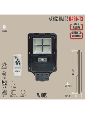 CATA200W Solar Sensörlü Sokak Armatürü CT-4640          [enerji Sınıfı A]