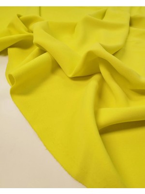 Kumaş Parça Canlı Neon Sarı Yeşil Krep Kumaş Dökümlü Elbiselik & Tuniklik 140X155CM