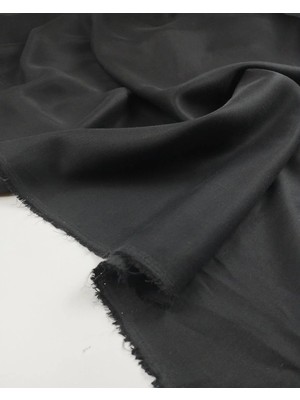 Kumaş Parça Simsiyah Keten Viskon Kumaş Dolgun Tok Duruşlu Elbiselik & Pantolonluk 140X350CM