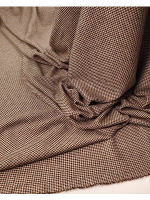 Kumaş Parça Kahve Siyah Bej Mini Kazayağı Jakarlı Örme Kumaş Yumuşak Esnek Dökümlü Gömleklik & Elbiselik En: 140CM