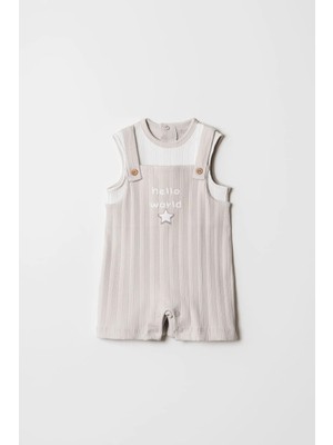 Hello World Nakışlı Salopet Tulum