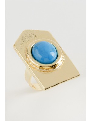 Zero Land Muratech Üçgen Turkuaz Taşlı Yüzük-Sarı