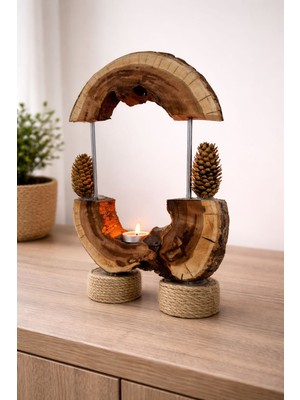 Lumea Mama Doğanın Zarafeti – El Yapımı Doğal Ahşap Mumluk 🌿🕯️