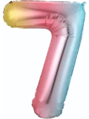 Deniz Parti 7 Rakam Gökkuşağı Folyo Balon 34''- 76 cm