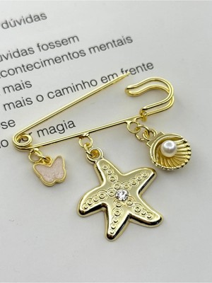 Roshel Deniz Yıldızı Temalı Broş Iskoç Iğnesi Yaka Iğnesi Charmlı Iğne Çengelli Iğne Nazar-Good Luck-Şeker