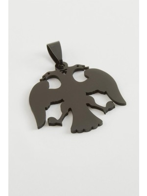 Zero Land Muratech Çift Başlı Kartal Çelik Kolye Ucu 3 Cm-Siyah