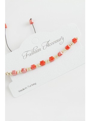 Zero Land Muratech Küp Top Metal Kristal Bileklik-Kırmızı