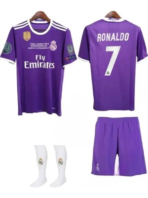 R.e.a.l M.a.d.r.i.d 2017 Cardiff Şampiyonlar Ligi Finali Cristiano Ronaldo Çocuk Forması 3'lü Set