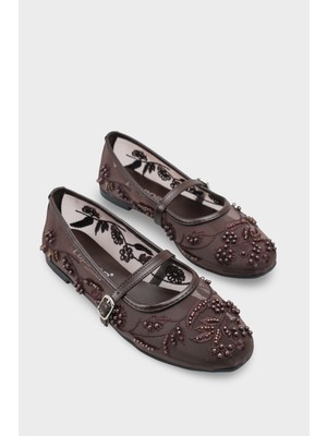 Capone Outfitters Mathilde Dantelli Fileli Nakışlı Kadın Babet