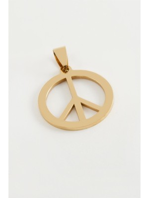 Zero Land Muratech Barış Işareti Çelik Kolye Ucu 2,5 Cm-Sarı