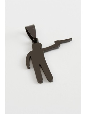 Zero Land Muratech Silahlı Asker Çelik Kolye Ucu 3 Cm-Siyah