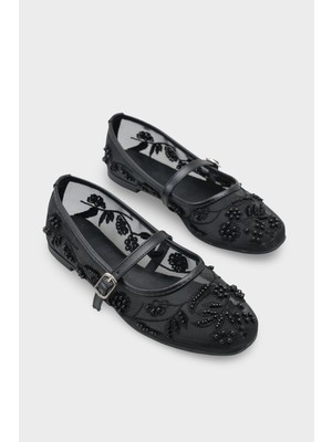 Capone Outfitters Mathilde Dantelli Fileli Nakışlı Kadın Babet