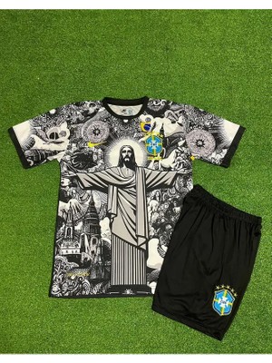 Brezilya Neymar Jr Özel Konsept Çocuk Forması (Gri)