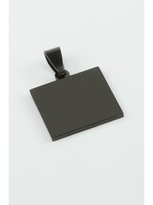 Zero Land Muratech Kare Isim Yazılabilir Çelik Kolye Ucu 2x2 Cm-Siyah