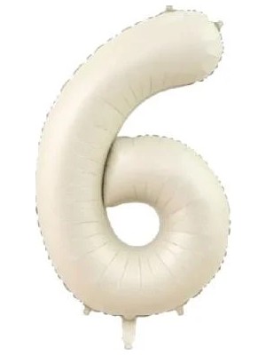 Deniz Parti 6 Rakam Krem Folyo Balon 34''- 76 cm