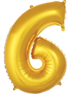 Deniz Parti 6 Rakam Altın Folyo Balon 34''- 76 cm
