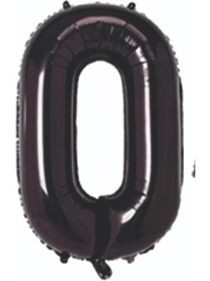 Deniz Parti 0 Rakam Siyah Folyo Balon 34''- 76 cm