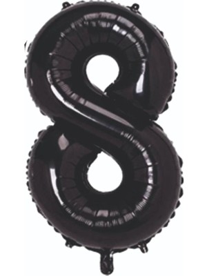 Deniz Parti 8 Rakam Siyah Folyo Balon 34''- 76 cm