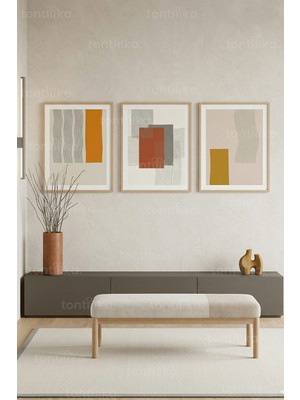 Tontilika Soyut Sanatlı Modern Dekor 3’lü Ahşap Çerçeveli Tablo Seti