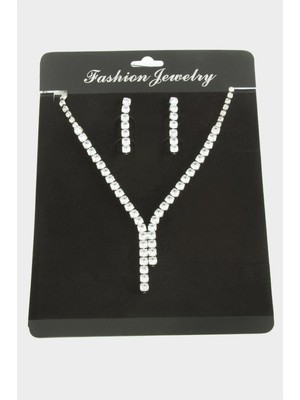 Zero Land Muratech Tamtur Zirkon Taşlı Lüks Set Kolye 5 Mm-Gümüş Rengi