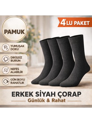 Baff 4’lü Siyah Erkek Soket Çorap