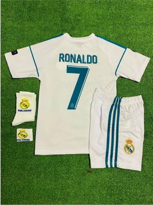 R. Madridd 2018 Kiev Şampiyonlar Ligi Cristiano Ronaldo Çocuk Forması 4'lü (Armalı Set)