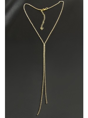 Zero Land Muratech Çift Şerit Taşlı Çelik Kolye 2 Mm-Sarı