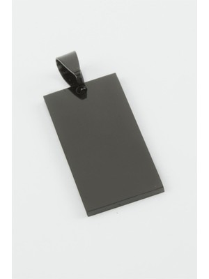 Zero Land Muratech Dikdörtgen Isim Yazılabilir Çelik Kolye Ucu 1,6x3,5 Cm-Siyah