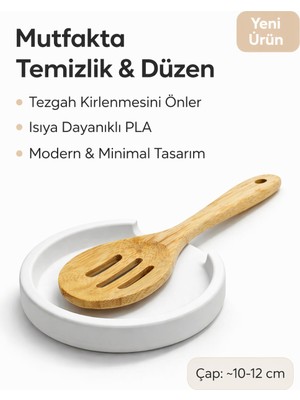Studio Aslan Design Minimal Tasarım Kaşık Altlığı – Isıya Dayanıklı Pla Kaşık Standı | Mutfak Tezgah Koruyucu Organizer