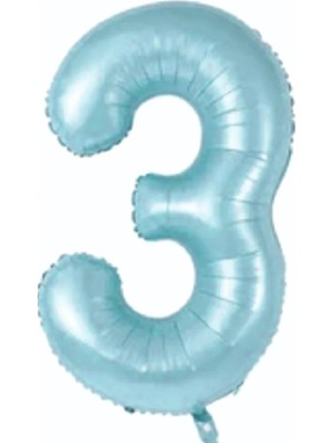 Deniz Parti 3 Rakam Mavi Folyo Balon 34''- 76 cm