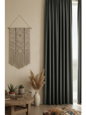 Dokuar Kadife Dokulu Premium Büzgü Ekstraforlu Düz Polyester Fon Perde