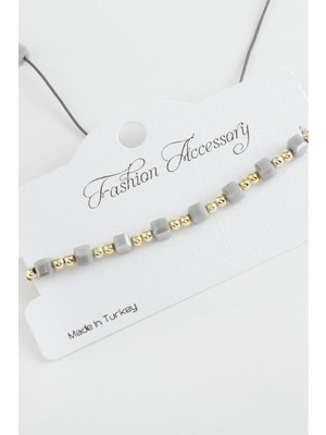 Zero Land Muratech Küp Top Metal Kristal Bileklik-Gri