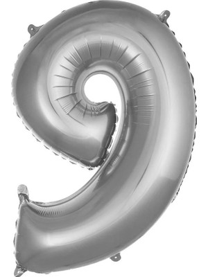 Deniz Parti 9 Rakam Gümüş Folyo Balon 34''- 76 cm