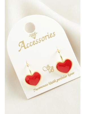 Zero Land Muratech Kalp Mineli Klipsi Küpe-Beyaz