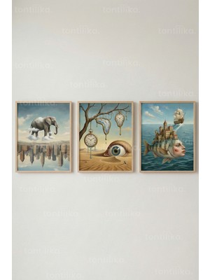 Tontilika Rüya ve Bilinçaltı 3’lü Ahşap Çerçeveli Tablo Seti