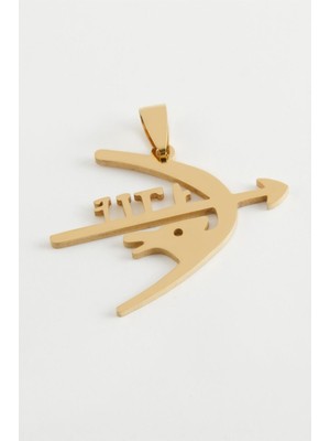 Zero Land Muratech Ok Yay Çelik Kolye Ucu 4 Cm-Sarı