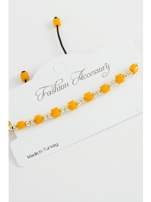 Zero Land Muratech Küp Top Metal Kristal Bileklik-Sarı