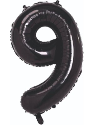 Deniz Parti 9 Rakam Siyah Folyo Balon 34''- 76 cm