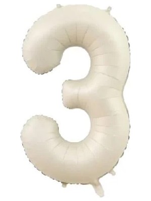 Deniz Parti 3 Rakam Krem Folyo Balon 34''- 76 cm