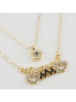 Zero Land Muratech Bitanem Yazılı Ritim Figürlü Yeni Sezon Ikili Kolye-Gümüş Rengi