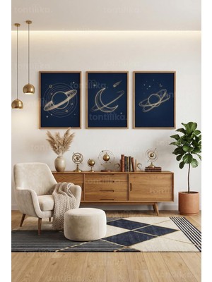 Tontilika Göksel Keşif 3’lü Ahşap Çerçeveli Tablo Seti