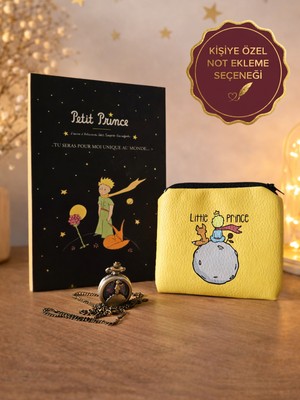 Rüya Kıyısı Küçük Prens Vintage Saat, Küçük Prens Defter & Küçük Prens Cüzdan - Arkadaşa Doğum Günü Hediyesi