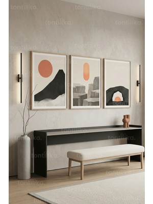 Tontilika Modern Soyut Peyzaj 3’lü Ahşap Çerçeveli Tablo Seti