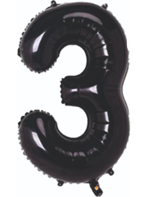 Deniz Parti 3 Rakam Siyah Folyo Balon 34''- 76 cm